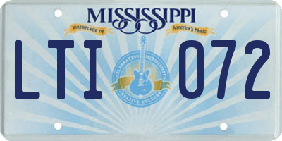 MS license plate LTI072