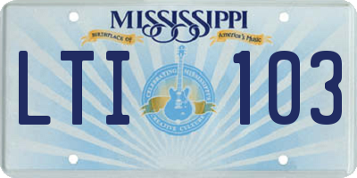 MS license plate LTI103
