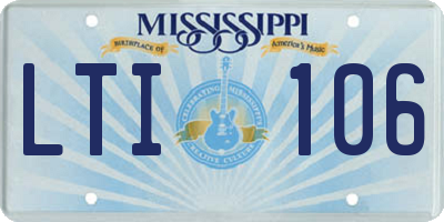 MS license plate LTI106