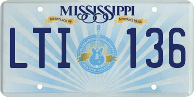 MS license plate LTI136