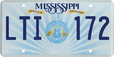 MS license plate LTI172