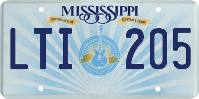 MS license plate LTI205