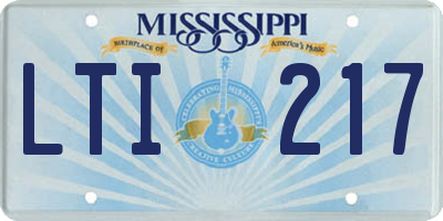 MS license plate LTI217