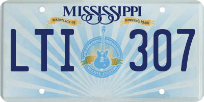 MS license plate LTI307