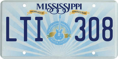 MS license plate LTI308