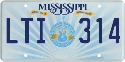 MS license plate LTI314