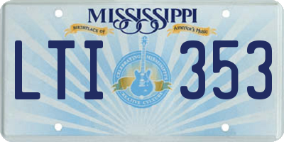 MS license plate LTI353