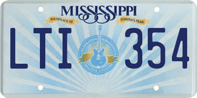 MS license plate LTI354
