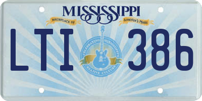 MS license plate LTI386