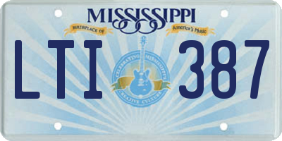 MS license plate LTI387