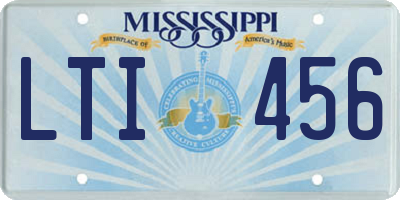 MS license plate LTI456