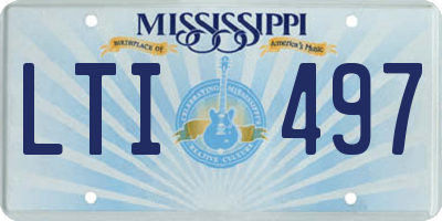 MS license plate LTI497