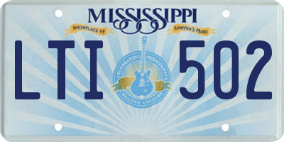 MS license plate LTI502