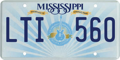 MS license plate LTI560