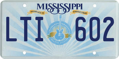 MS license plate LTI602
