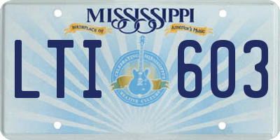 MS license plate LTI603