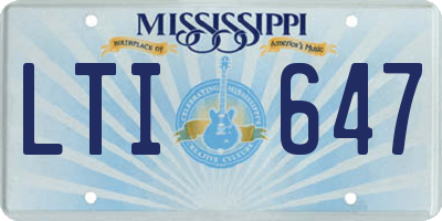 MS license plate LTI647