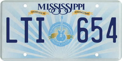 MS license plate LTI654