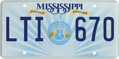 MS license plate LTI670