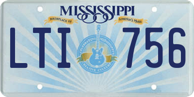 MS license plate LTI756