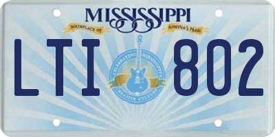 MS license plate LTI802