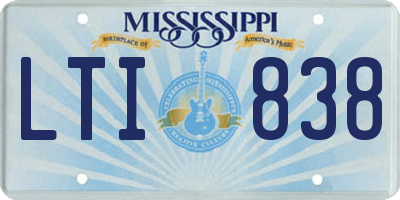 MS license plate LTI838