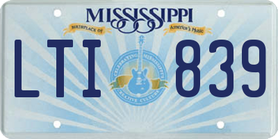 MS license plate LTI839