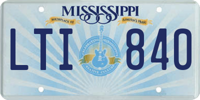 MS license plate LTI840