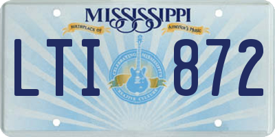 MS license plate LTI872