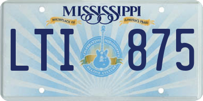 MS license plate LTI875
