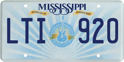 MS license plate LTI920