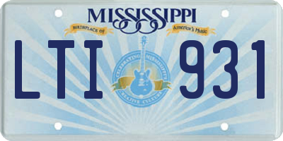 MS license plate LTI931