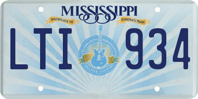 MS license plate LTI934