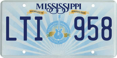 MS license plate LTI958