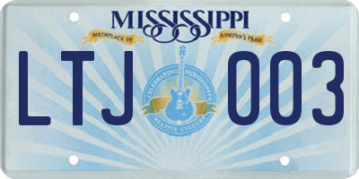 MS license plate LTJ003