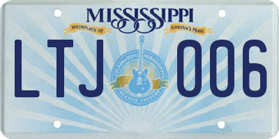MS license plate LTJ006