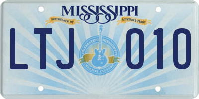 MS license plate LTJ010