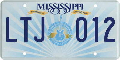 MS license plate LTJ012