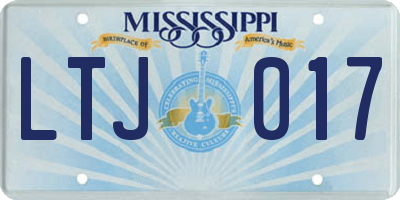 MS license plate LTJ017