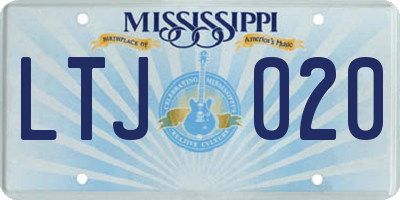 MS license plate LTJ020
