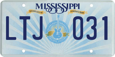MS license plate LTJ031