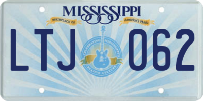 MS license plate LTJ062