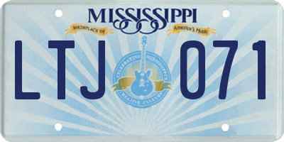 MS license plate LTJ071