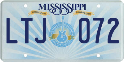 MS license plate LTJ072