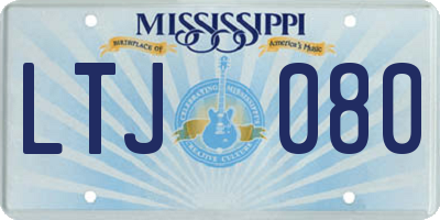 MS license plate LTJ080