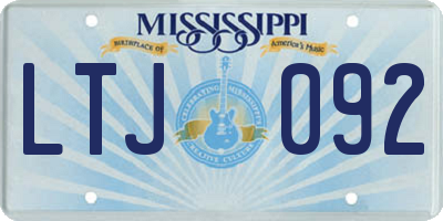 MS license plate LTJ092