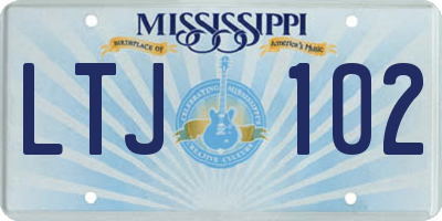 MS license plate LTJ102