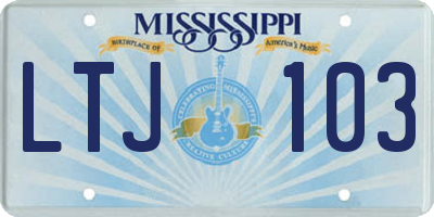 MS license plate LTJ103