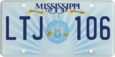 MS license plate LTJ106