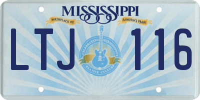 MS license plate LTJ116